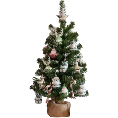 Afbeelding van Kunstkerstboom met versiering 75 centimeter (20 hangers, Binnen, Groen/Multikleur)
