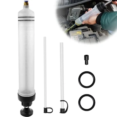 Afbeelding van olieafzuigpomp, 500 ml, handpomp, oliezuigpomp, oliespuit met 2 slangen en een paar reserverubberen ringen, geschikt voor remvloeistof, transmissieoliën, koelvloeistof, motor,