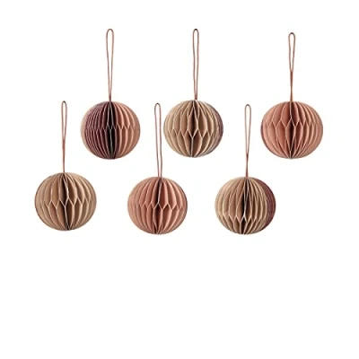 Afbeelding van Broste Copenhagen Ball kerstbal honeycomb Ø5 cm 6 delig Multi/pink