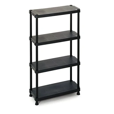 Afbeelding van Terry 1230 4 Modulaire stellingkast met planken. Kleur: Zwart. Materiaal: Kunststof. Afmetingen: 75 x 30 135 cm