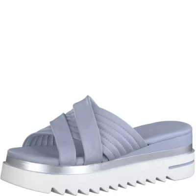 Afbeelding van Marco Tozzi Dames 2 27212 20 leder sleehak slippers, LT.Blue, 39 EU, Lt Blue., EU
