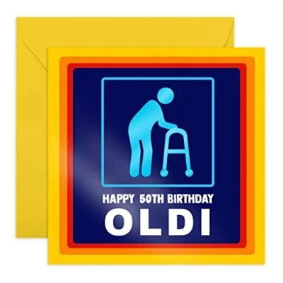 Afbeelding van Central 23 Grappige verjaardagskaart voor 50 jaar &#039;Happy 50th Birthday Oldi&#039; cadeau zijn haar vijftigste mama papa vijftig ouder wordende grappen vrienden Wordt geleverd met
