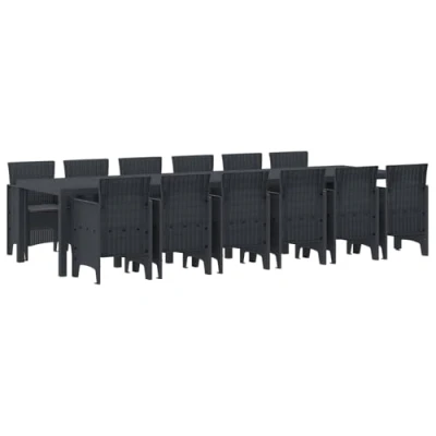 Afbeelding van vidaXL Tuin Eettafel Set 13 pcs Antraciet Groot Poly rattan &amp; Staal