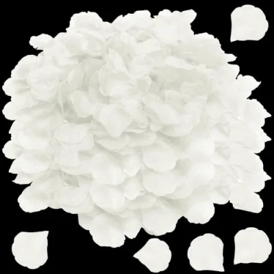 Afbeelding van OWLKELA 3000st Rozenblaadjes, Kunstmatige Wit Rozenblaadjes Bruiloft, Valentijnsdag, Middelpunt, Verjaardag, Romantische Sfeer