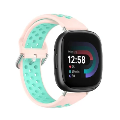 Afbeelding van Fitbit Versa 3 &amp; 4 / Sense 1 2 Sport editie Large Roze + turquoise