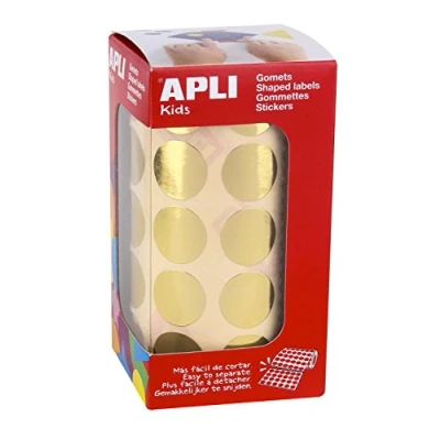 Afbeelding van Apli Kids stickers op rol, cirkel diameter 20 mm, 1770 stuks, metallic goud