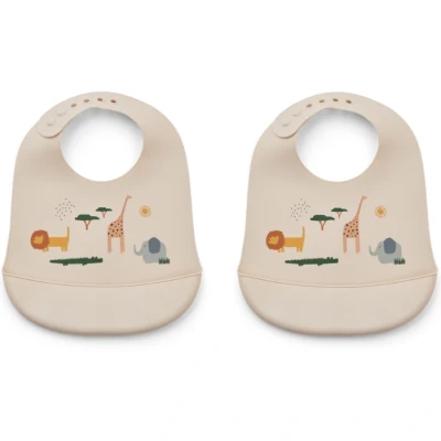Afbeelding van Liewood siliconen slabbetjes tilda safari sandy mix 2st