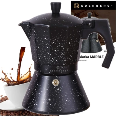 Afbeelding van Edënbërg Stonetec Line Percolator Koffiemaker 9 kops Espresso Maker 450 ML Marmer Coating