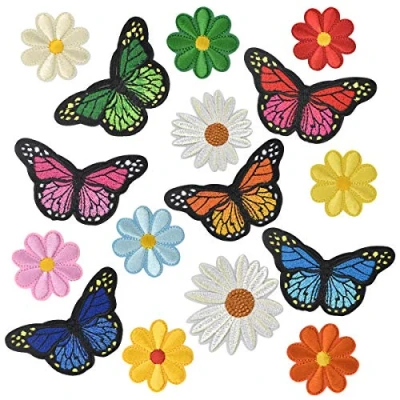 Afbeelding van Patch Borduurwerk Bloemen Applicaties Naaien Decoratieve patches Vlinder Opstrijkbare Stof Reparatie StrijkPatches Kledingpatches voor Kinderen
