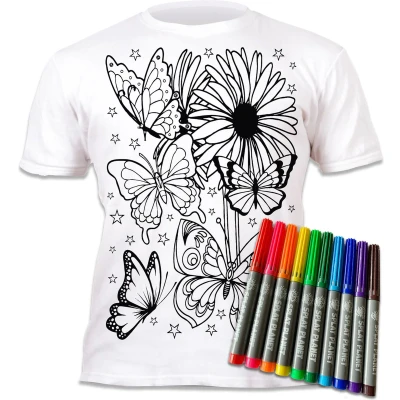 Afbeelding van Splat T shirt Kleur telkens opnieuw je mooie Vlinders vlindertuin 3 4 Jaar