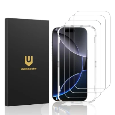 Afbeelding van UNBREAKcable Screenprotector van gehard glas voor iPhone 16 Pro Max [3 pak], ultra onbreekbaar 9H [eenvoudig te installeren frame] [99,99% HD helder] [luchtbelvrij] Apple 6,9 inch