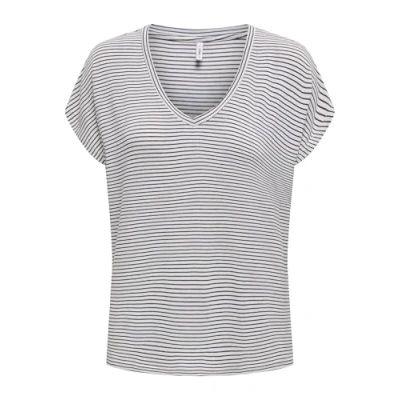 Afbeelding van ONLY Onltine V NECK Tshirt print, Dames, Maat: Medium, Cloud dancer/skipper blue