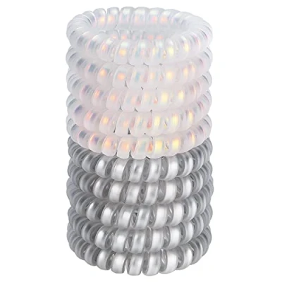 Afbeelding van JessLab Spiraalhaarelastiekjes, 10 Pcs Traceless Telefooncord Haarelastiekjes Plastic Rol Paardenstaart Houders Geen schade Haaraccessoire voor Meisjes Dames, Set 11