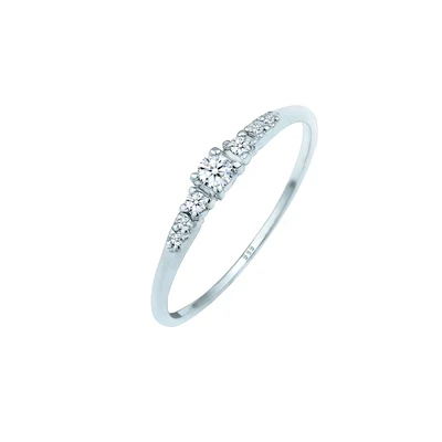 Afbeelding van Elli PREMIUM Dames Ring Verloving Elegant met Diamanten (0.11 ct.) in 585 Wit Goud