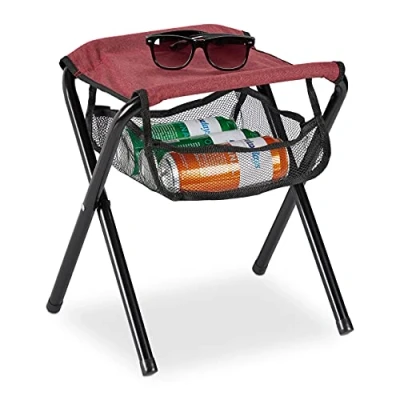 Afbeelding van Relaxdays campingkruk opvouwbaar viskruk tuinkruk tot 120 kg rood