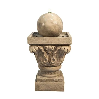 Afbeelding van Teamson Home Buiten Tuin Water Fontein Waterornament Waterval Bol Ontwerp 70cm Hoogte Tuindecoratie Met Pomp