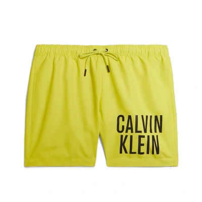 Afbeelding van Calvin Klein Swimwear Medium Drawstring Zwemshorts, Heren, Maat: Small, Lemonade yellow