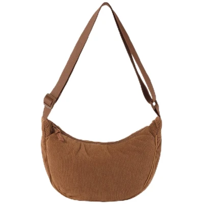 Afbeelding van Ibenzoa® Dames Crossbody Tas Halve Maan Design met Corduroy Stof voor Dagelijks Gebruik en Reizen