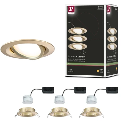 Afbeelding van Paulmann 92404 Nova Coin LED inbouwlamp Set van 3 stuks 6 W Goud (mat)