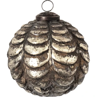 Afbeelding van Clayre &amp; Eef Kerstbal Ø 9 cm Bruin Glas Kerstdecoratie