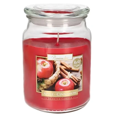 Afbeelding van KOTARBAU® Geurkaars, grote geur in glas met deksel, Apple Cinnamon, cadeau idee, aromatherapie, decoratiekaarsen, brandduur tot 100 uur
