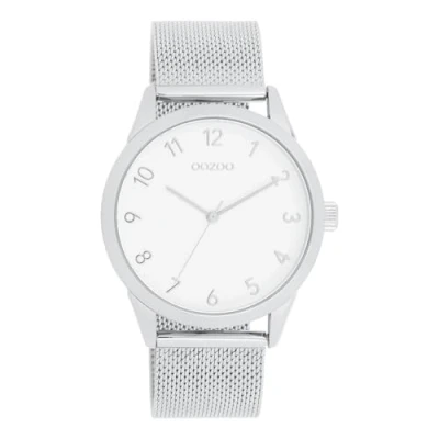 Afbeelding van zilverkleurige OOZOO horloge met metalen mesh armband C11320