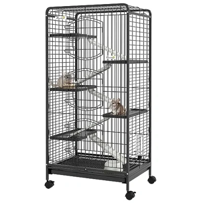 Afbeelding van PawHut Kooi voor kleine dieren Metaal 61,5x44x131cm Zwart