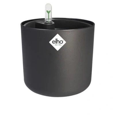 Afbeelding van Elho B.for Soft Rond 22 met Self Watering Insert Bloempot Watermeter 100% Gerecycled Plastic Ø 22.3 x H 20.4 cm Antraciet