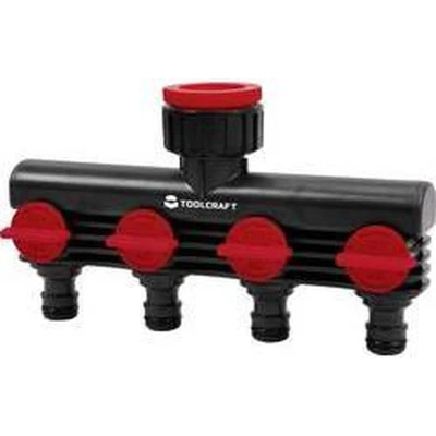 Afbeelding van TOOLCRAFT 2302371 Kunststof 4 weg verdeler 26,44 mm (3/4) buitendraad, 33,25 (1) buitendraad Waterstop, Met reguleer