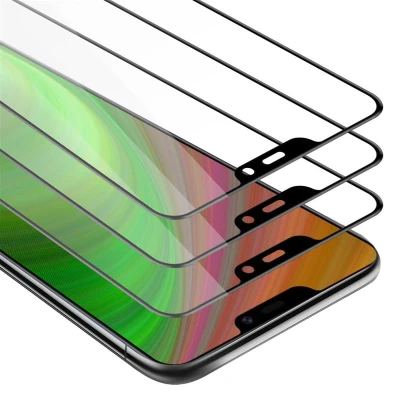 Afbeelding van Cadorabo 3x Screenprotector geschikt voor Vivo Y85 Volledig scherm pantserfolie Beschermfolie in TRANSPARANT met ZWART Getemperd (Tempered) Display beschermend glas 9H hardheid 3D Touch