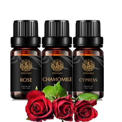 Afbeelding van Aromatherapie kamille, etherische olieset voor diffusor, 3 x 10 ml therapeutische kwaliteit roos, het maken van kaarsen, 100% pure cipres oliën set massage