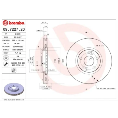 Afbeelding van Brembo Remschijf 09.7227.20
