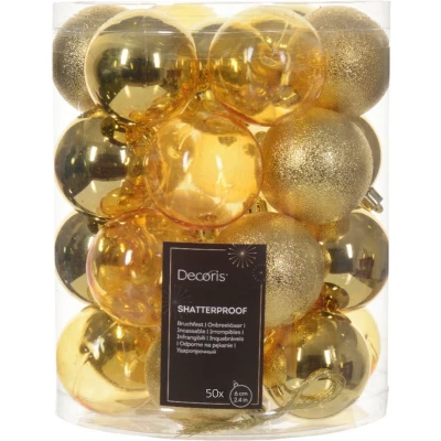Afbeelding van Decoris kerstballen 50x stuks 6 cm kunststof goudA Kerstbal