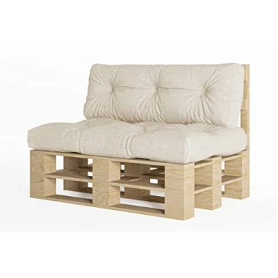 Afbeelding van Chilly Pilley Palletkussen Schuimvlokken Palletmeubilair Palletbank Rugleuning Zitkussen Zijkussenset (Set Van 2 Ivoor)