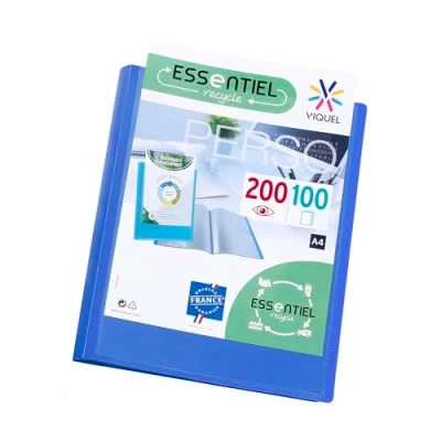 Afbeelding van Viquel A4 showmap voor 200 weergaven ESSENTIEL Personaliseerbare documentenmap Gemaakt in Frankrijk 100 gladde kwaliteitshoezen Blauw