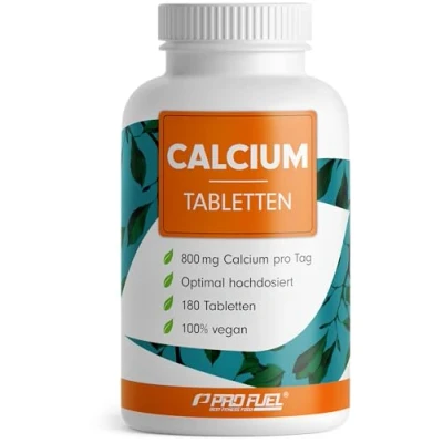 Afbeelding van calcium tabletten 180x optimaal hoge dosis met 800 mg per dag behoud van normale botten en tanden laboratorium getest certificaat zonder ongewenste toevoegingen 100% veganistisch