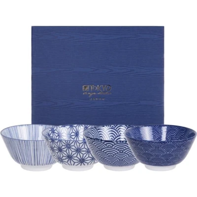 Afbeelding van Tokyo Design Studio Nippon Blue kom 12 cm set van 4 Donkerblauw