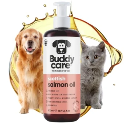 Afbeelding van Buddycare Premium Zalmolie Voor Honden UK (500ml) Essentiële Omega 3, 6 &amp; 9 Supplementen Katten en Natuurlijke 3 Immuunondersteuning bij