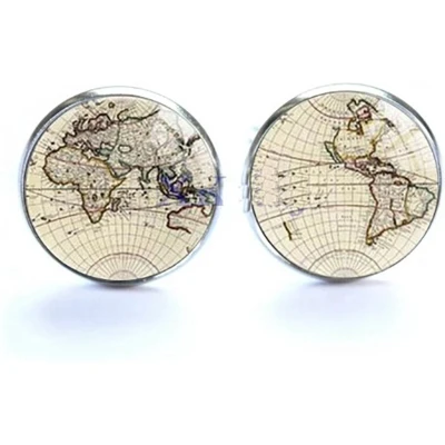 Afbeelding van Actie4you® Manchetknopen Wereldbol Planet Aarde Bruin