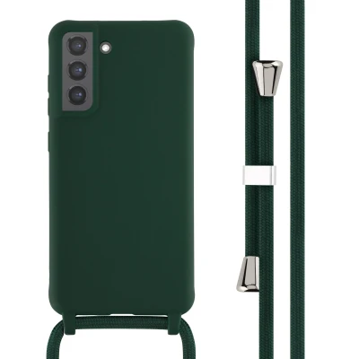 Afbeelding van Samsung Galaxy S21 FE Hoesje Siliconen en TPU (zacht) iMoshion Softcase/Koordhoesje/Backcover Donkergroen Telefoonhoesje