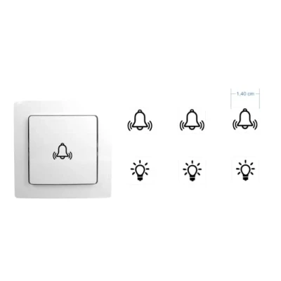Afbeelding van Schakelstickerset met 3 x klokken en lichtsymboolstickers (RP14) (14 mm)