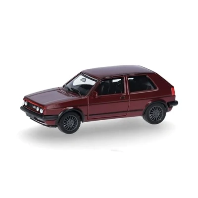 Afbeelding van Herpa modelauto VW Golf II Gti, miniatuur op schaal 1:87, verzamelobject, Made in Germany, model van kunststof, kleur: tornadorood metallic