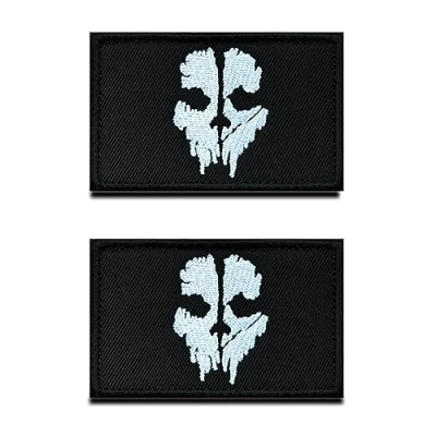 Afbeelding van 2 stuks tactische patch compatibel met Call of Duty schedel haak en lus borduurwerk moraal militaire applicatie voor rugzakken, kleding, vest, jas, uniformen