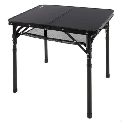 Afbeelding van AKTIVE Klaptafel, klein, zwart, 60 x 45 27/56 cm, in hoogte verstelbaar, antislip voeten, draagkracht 30 kg, handgrepen, incl. afneembaar extra net, strand, tuin (63086)