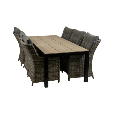 Afbeelding van 4 Seizoenen Tuinmeubelen 7 delige tuinset 6 Dublin tuinstoelen 225cm Cyprus tuintafel