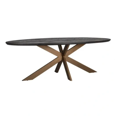 Afbeelding van Richmond Interiors Eettafel Blackbone Brass Ovaal 260 cm