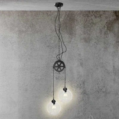 Afbeelding van Glazen hanglamp van Lumineo met katrol, 77,5 cm