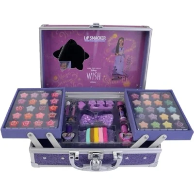 Afbeelding van Lip Smacker Disney Wish Makeup Traincase, Valisette Maquillage pour Enfants, 50+ Pièces Visage, Lèvres et Ongles avec Accessoires Beauté Cheveux Inclus