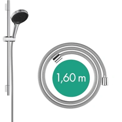 Afbeelding van hansgrohe rainfinity doucheset 130 3jet met glijstang 65 cm push schuifstuk en textiel doucheslang 160 chroom 28745000