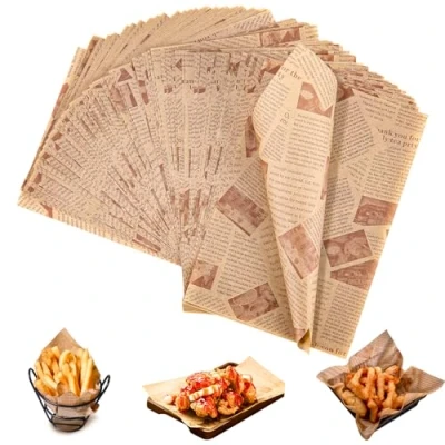 Afbeelding van 150 vellen kaaspapier, waterdicht en olie hamburgerpapier, 30 x 20 cm, frietpapier voor mand, wegwerp wrap papier burgers, sandwich papier, hamburgers, boterbrood, kaas, voedselmand